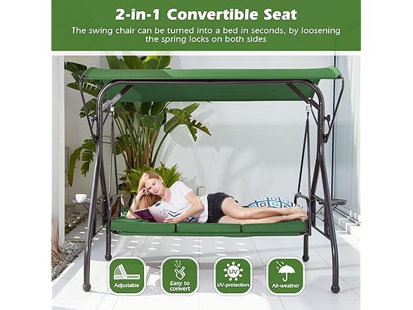 ZZW Patio Swing with Canopy 3 Seat