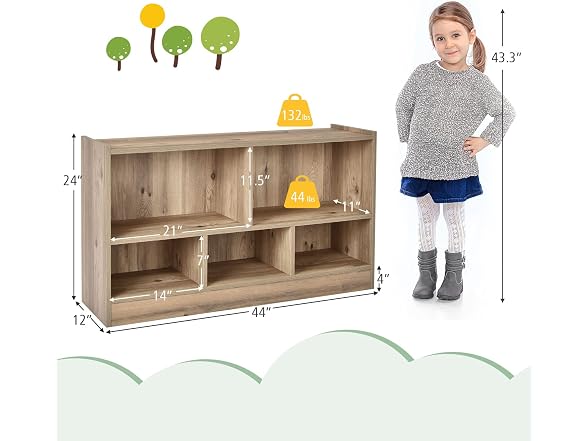 MEDIMALL 5 Cube Kids Toy Storage Organizer