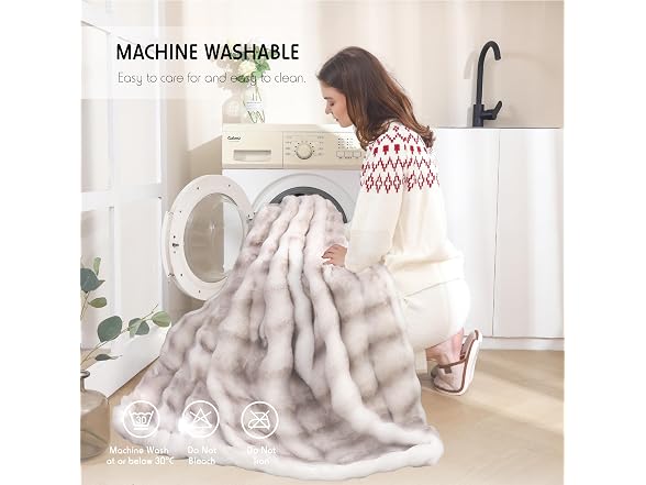 Faux Rabbit Fur Throw Blanket