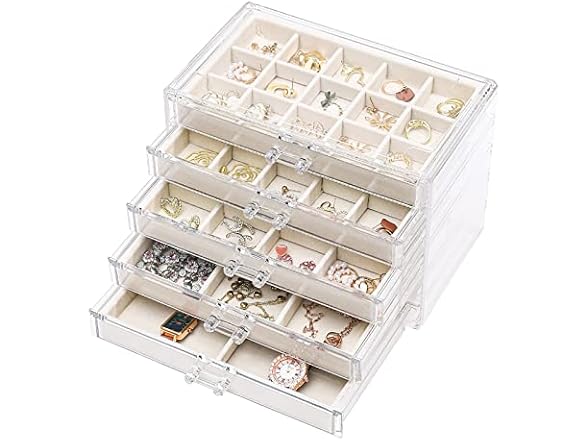 Cq acrylic Jewelry Organizer w/5 Drawers