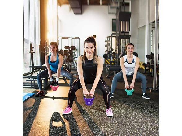 Yes4All Kettlebell, Vinyl Coated Cast Iron Kettlebell Set 5, 10 & 15lbs