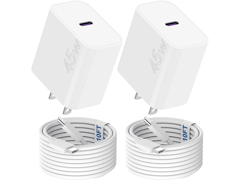 (2Pack) 45W USB C Wall Charger | 10FT Cable