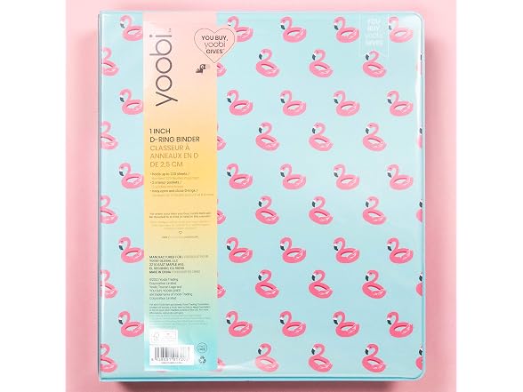 Yoobi | 1 Inch Binder - Blue Flamingo