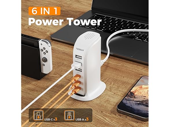 TESSAN 65W USB Charging Station (6 USB)