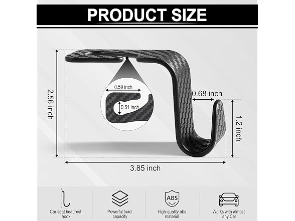 LivTee APP-Auto-156 Car Seat Headrest Hook, 4-Pack