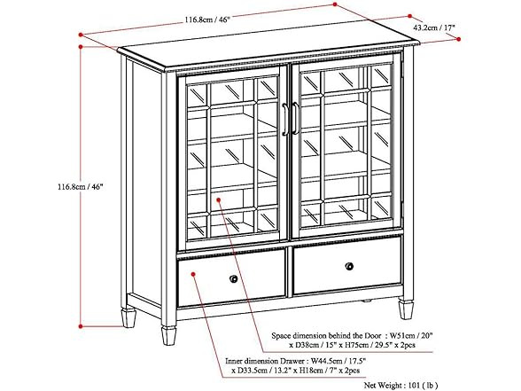SIMPLIHOME Connaught Solid Wood 46" Cabinet