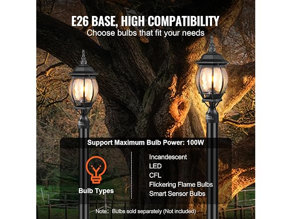 2 Pack Dusk to Dawn Outdoor Post Light, 20.87