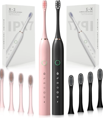 2-Pack Rechargeable Electric Toothbrushes 8 Brush - Gallery 2
