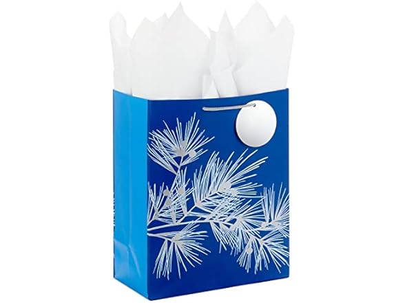 Hallmark 13" Gift Bag w/Tissue, Blue Pine
