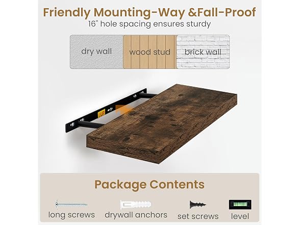 Floating Shelves 24 Inch Long, 9.3 Inch
