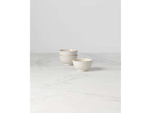 Lenox French Perle Groove Bowls (Set of 3), Mini, White