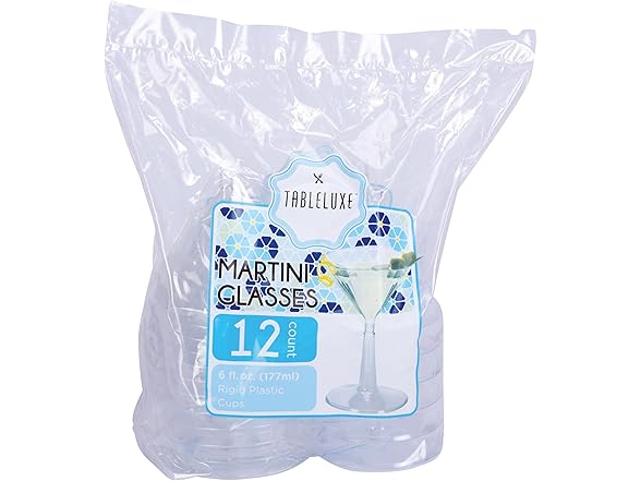 WNA Classicware 6oz Clear Plastic Martini Glasses, 96-Pack