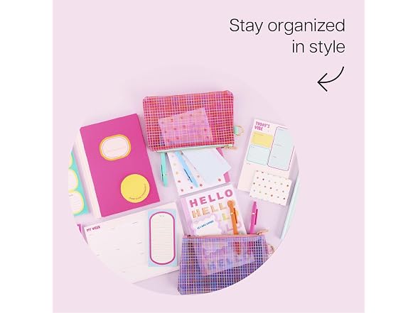 Post-it Pink Plaid Woven Mesh Pen