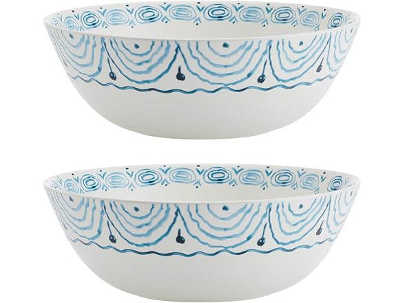 Fitz and Floyd Sicily Blue Italian Design Serve Bowls Set of 2