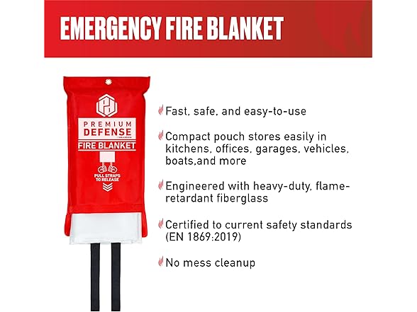 Premium Defense Fire Blanket, 40” x 40”