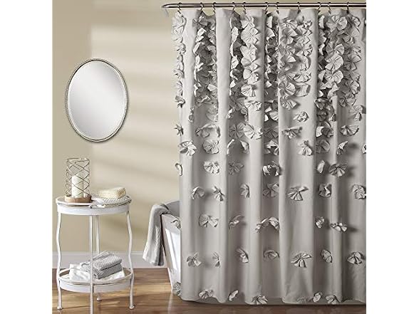 Lush Decor Riley Shower Curtain, 72" W x 72" L, Light Gray