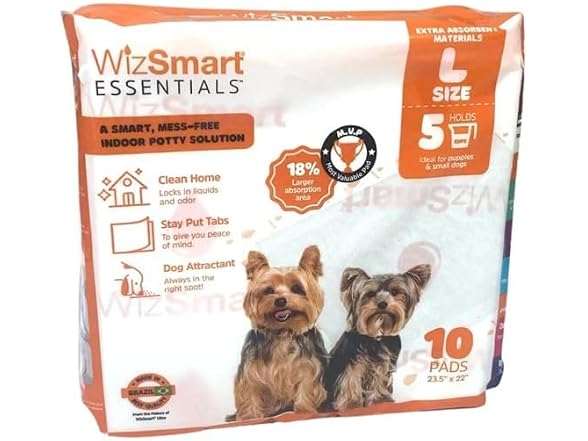 WizSmart Essentials Large Dog Pads, 23.5" x 22"