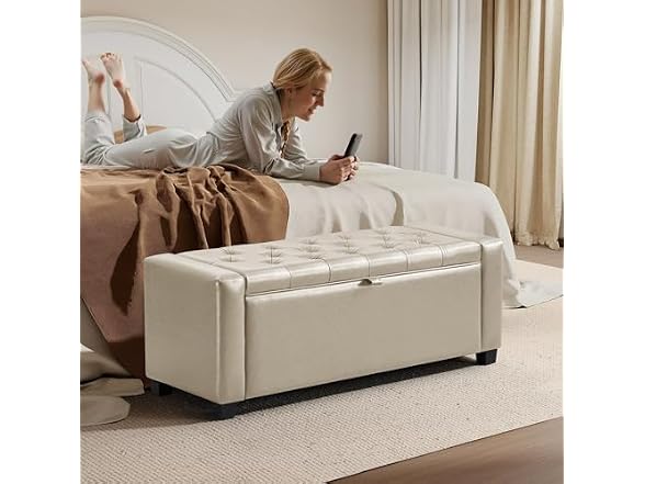 Storage Ottoman Bench, Upholstered