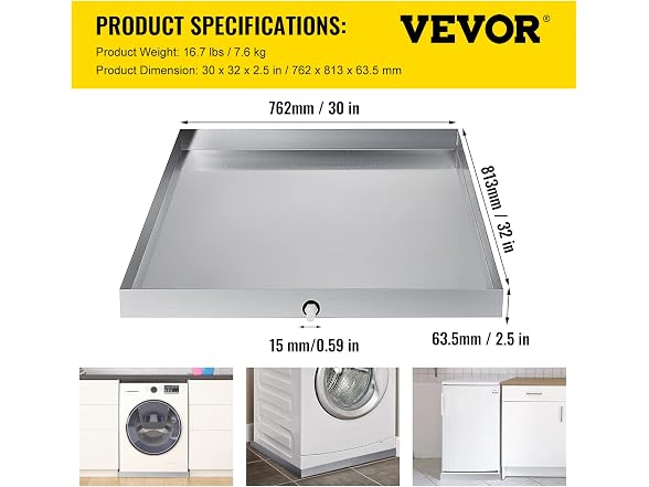 VEVOR 32 x 30 x 2.5 Inch Washing