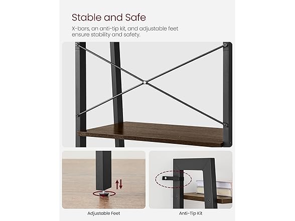 VASAGLE Ladder Shelf, 4-Tier Bookshelf