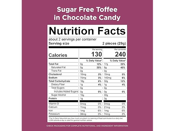 Russell Stover SF Toffee Choc Squares 10pk
