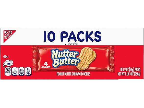 Nutter Butter Peanut Butter Cookies, 10 Snack