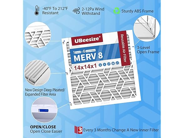UBeesize Air Filter 14x14x1 (6-Pack)