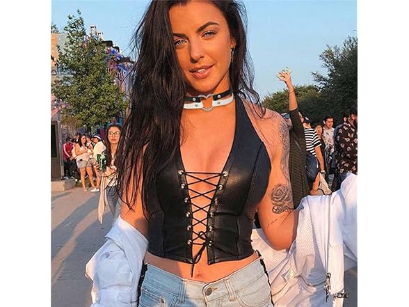 Obmyec Black Leather Choker Punk