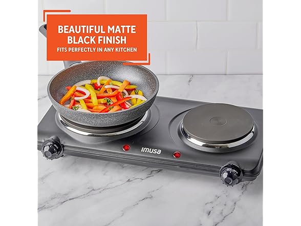 IMUSA Double Electric Hot Plate, Black