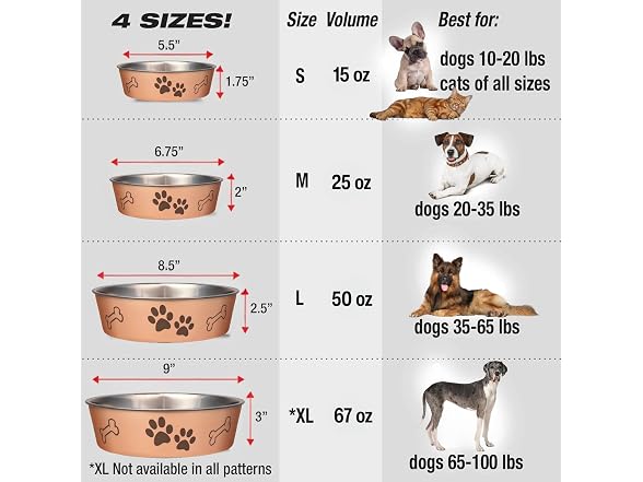 Loving Pets Bella Dog Bowls- Stainless Steel