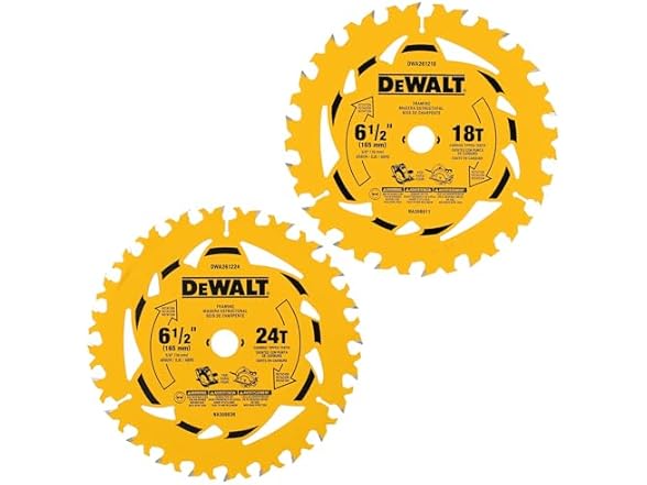 DEWALT 6-1/2 in. 18T and 24T Circular Saw Blade 2-Pk