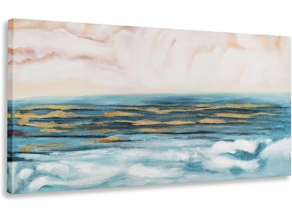 AERART Canvas Wall Art Blue Gold Coast