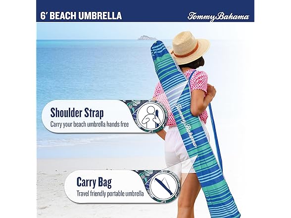 Tommy Bahama 6' UPF 50+ Tilt Beach Umbrella