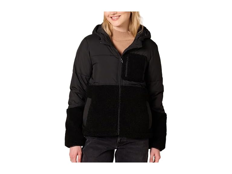 Amazon Essentials Womens Full Zip Sherpa Fleece Hooded Puffer Jacket