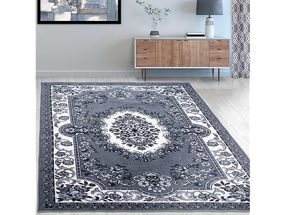 Superior 4'x6' Classic Traditional Ornamental Floral Scroll Border Area Rug