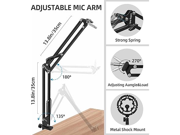 Luling Arts Boom Arm for Blue Yeti Microphones