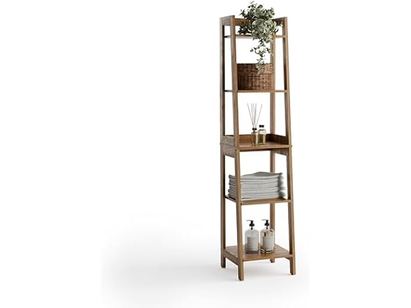 Zenna Home Bamboo Linen Tower with 5 Shelves