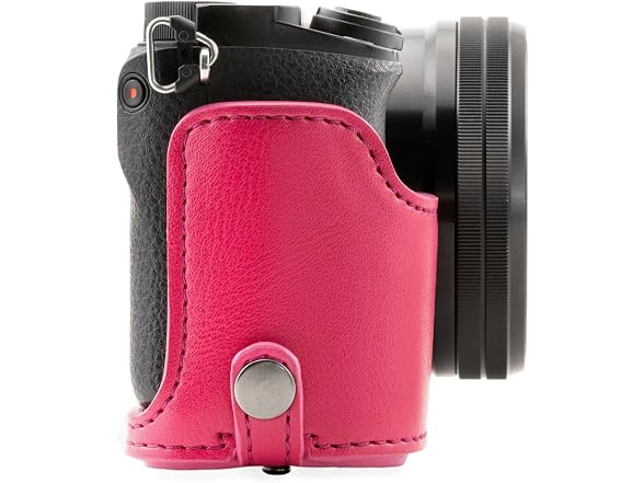 MegaGear Ever Ready Leather Camera Case and Strap (Hot Pink)