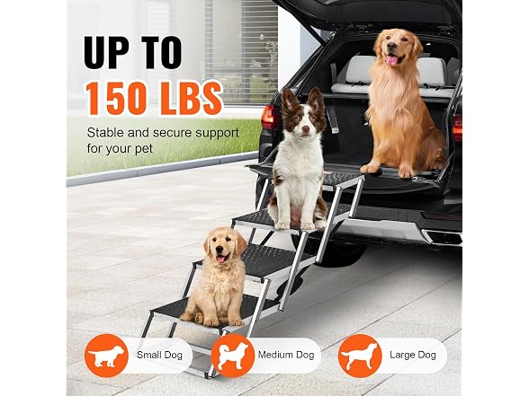VEVOR Dog Stair for Cars, Wide 4-step
