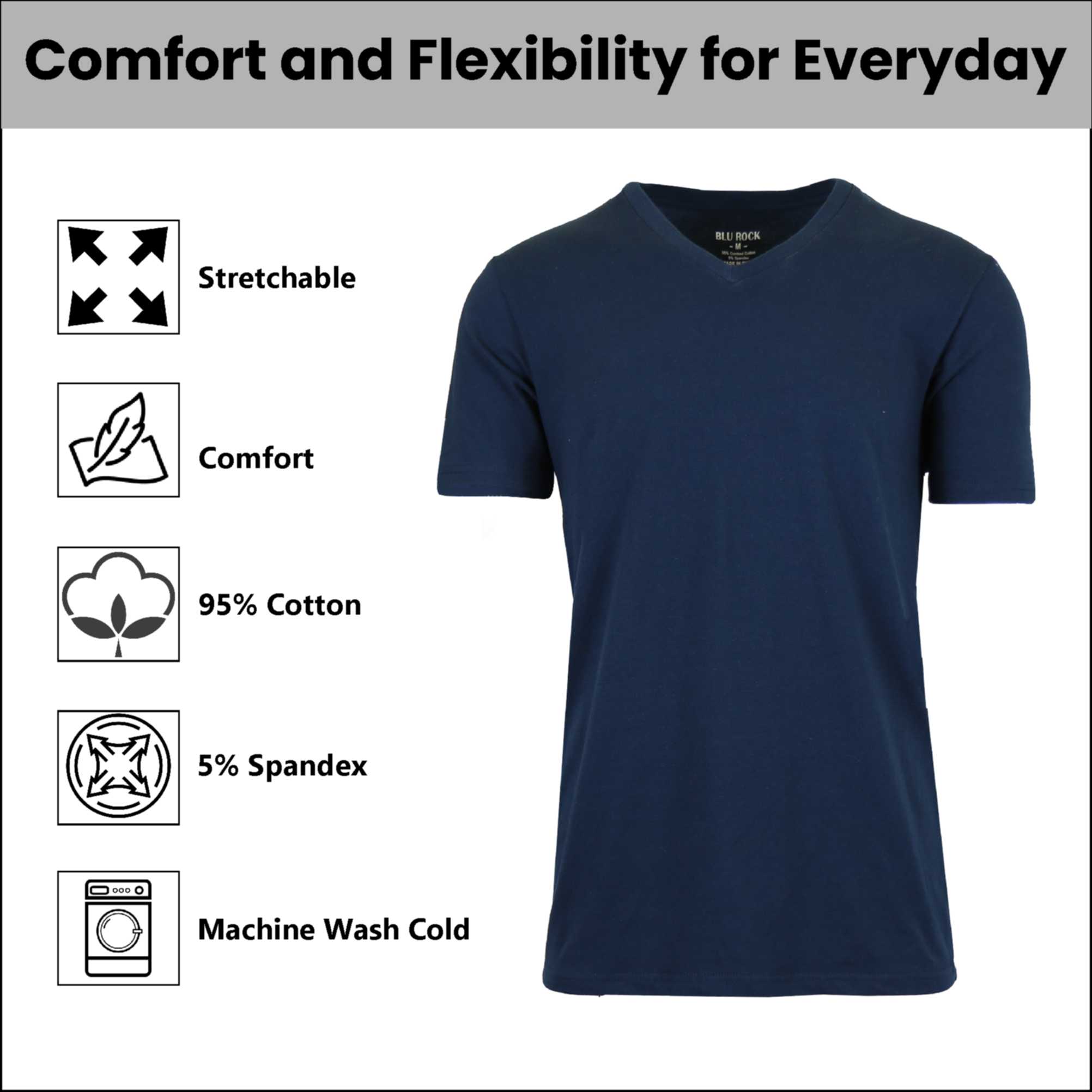 Mens Cotton Stretch V-Neck Tees (M-2XL) - Gallery 18