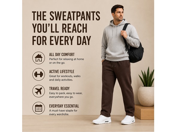 Mens Fleece-Lined Open Bottom Pants