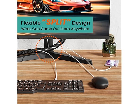 CableGeeker PET Cable Sleeve, Black