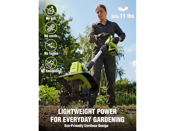 Grelawner 20V Cordless Tiller Cultivator