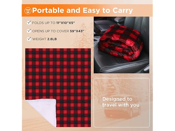 Westinghouse Heated Car Blanket, 59" x 43”