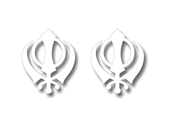 Sikhism Khanda Decals 4Pcs White 3"