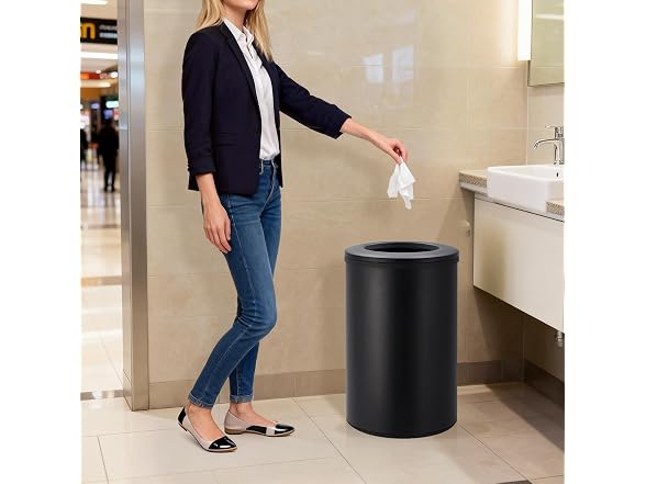 OUTLANE 10.6 Gal/40L Round Kitchen Trash Can Black