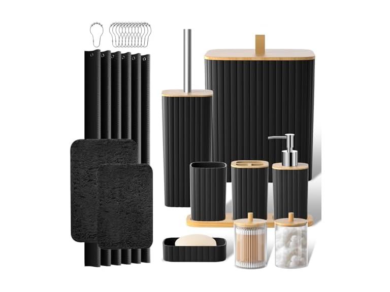 Bathroom Accessories Set - 24PCS Black