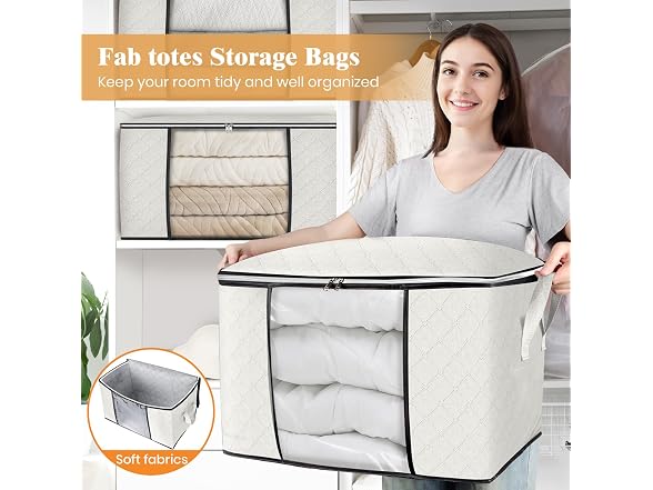 Fab totes 90L Ivory 10 Pack Storage Bags