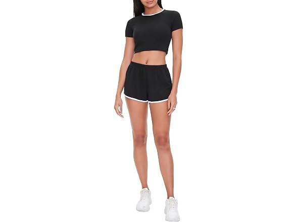 Forever 21 (S) Contrast-Trim Cropped Tee Set