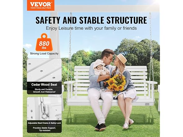 Wooden Porch Swing 4.5 ft
